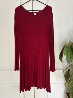 Old Navy Long Sleeve Swing Dress - Gosh Garnet Red